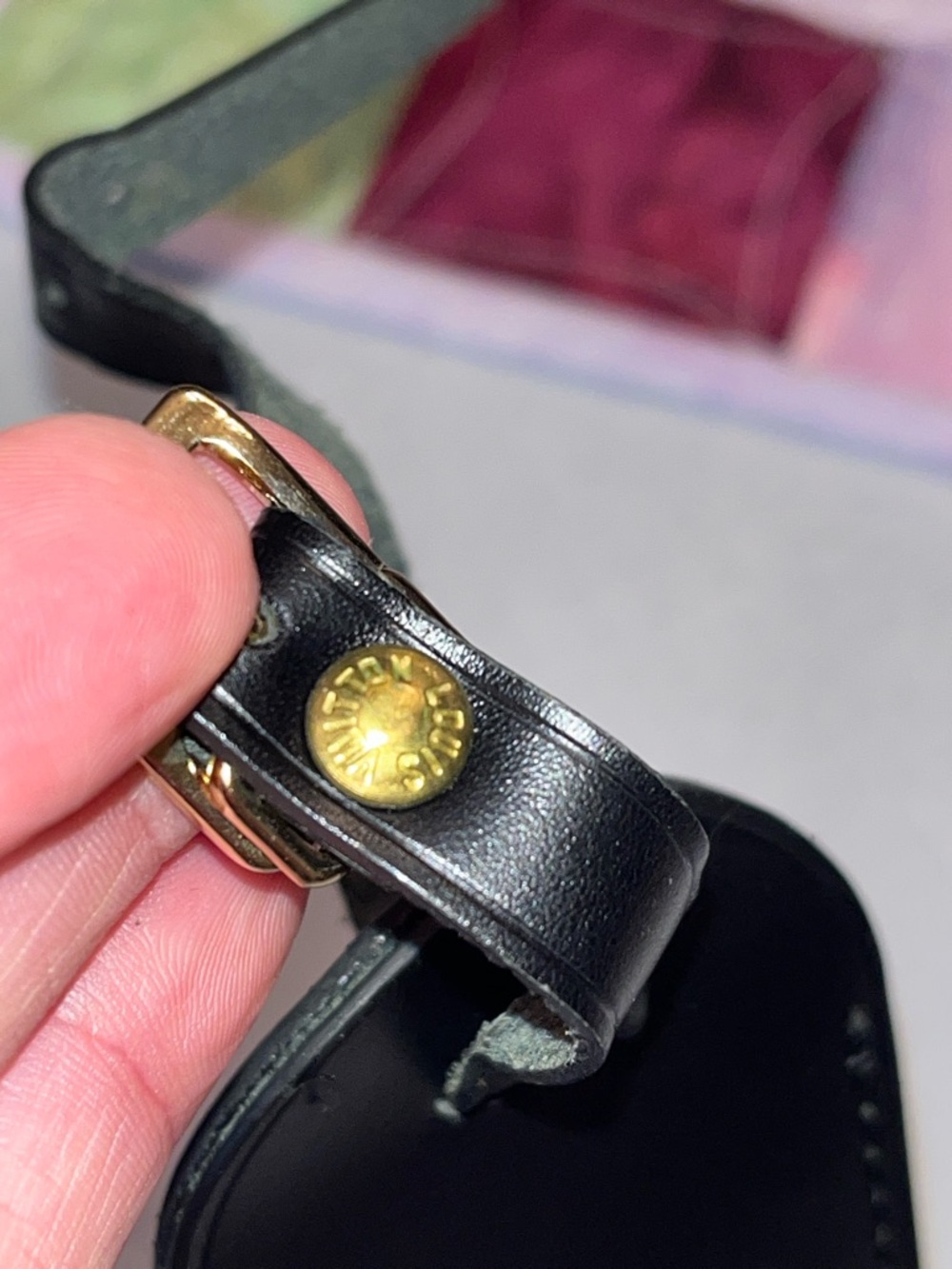 Louis Vuitton LV Black Calfskin Leather Luggage Tag - Brass Hardware WITH DUSTY - Picture 7 of 14